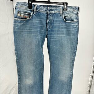 Diesel Men's Faded Blue Straight Jeans